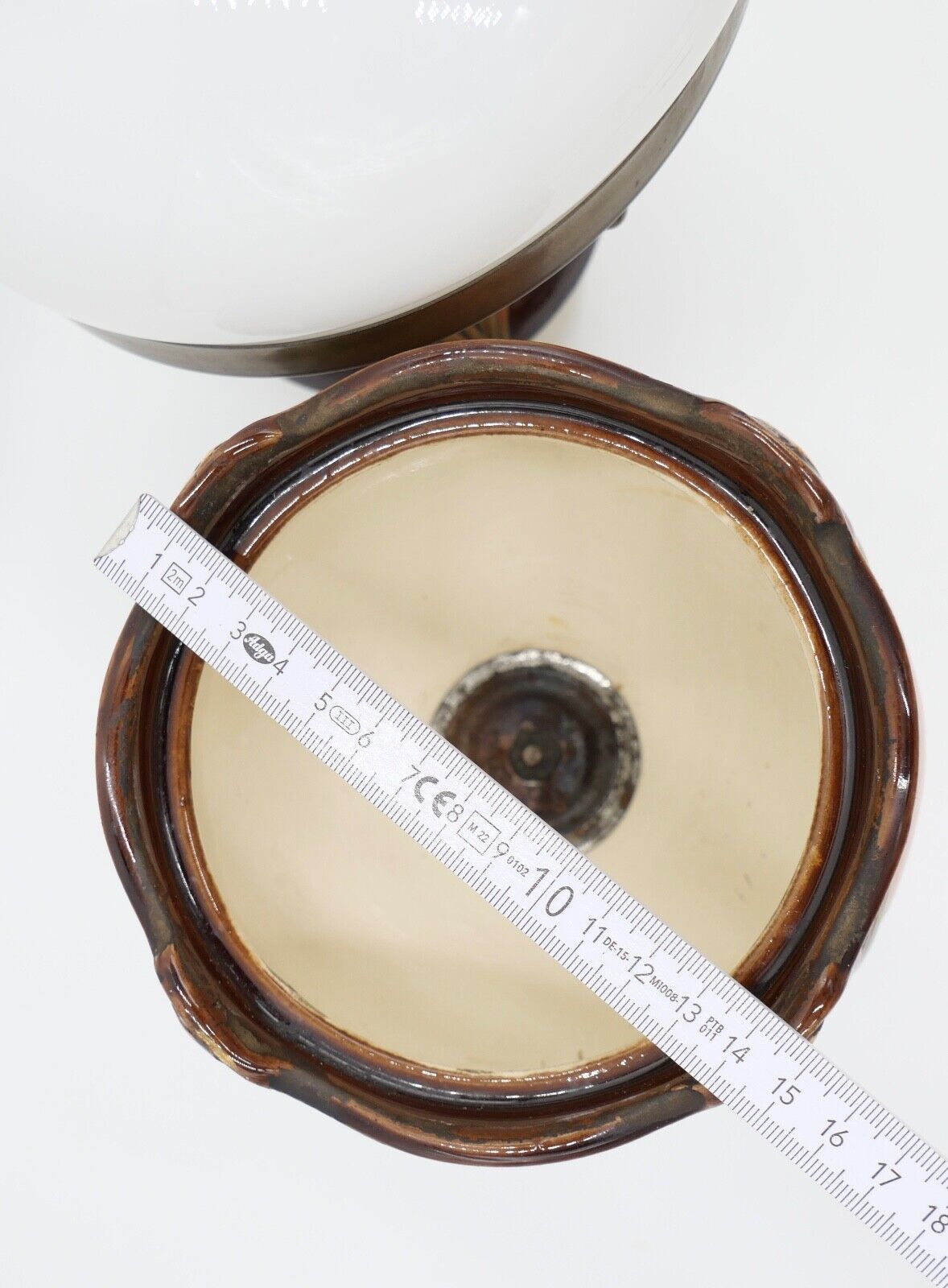 Alte Jugendstil Petroleumlampe um 1910 KARL KNEUSEL Zeulenroda Bronze Majolika - Antikhandel-Stuttgart