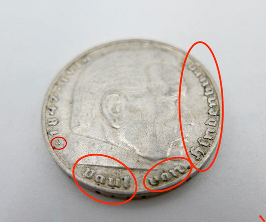 2 Reichsmark 1939 D FEHLPRÄGUG DOPPELPRÄGUNG auf Prägestätte Datum Schrift J.366 - Antikhandel-Stuttgart