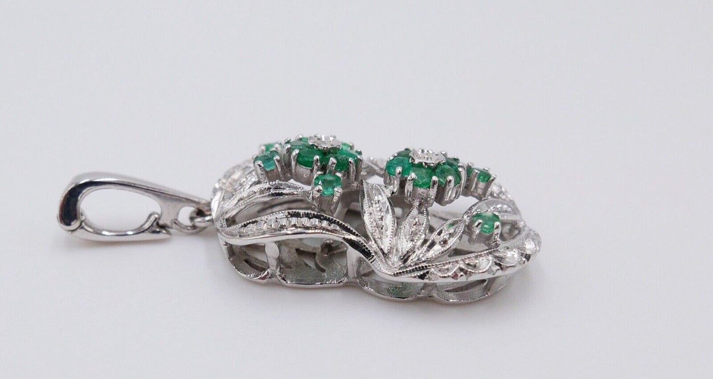 XXL Anhänger 750 18K Weißgold Diamanten & Smaragd 31x20 mm Schließe Perlenkette - Antikhandel-Stuttgart