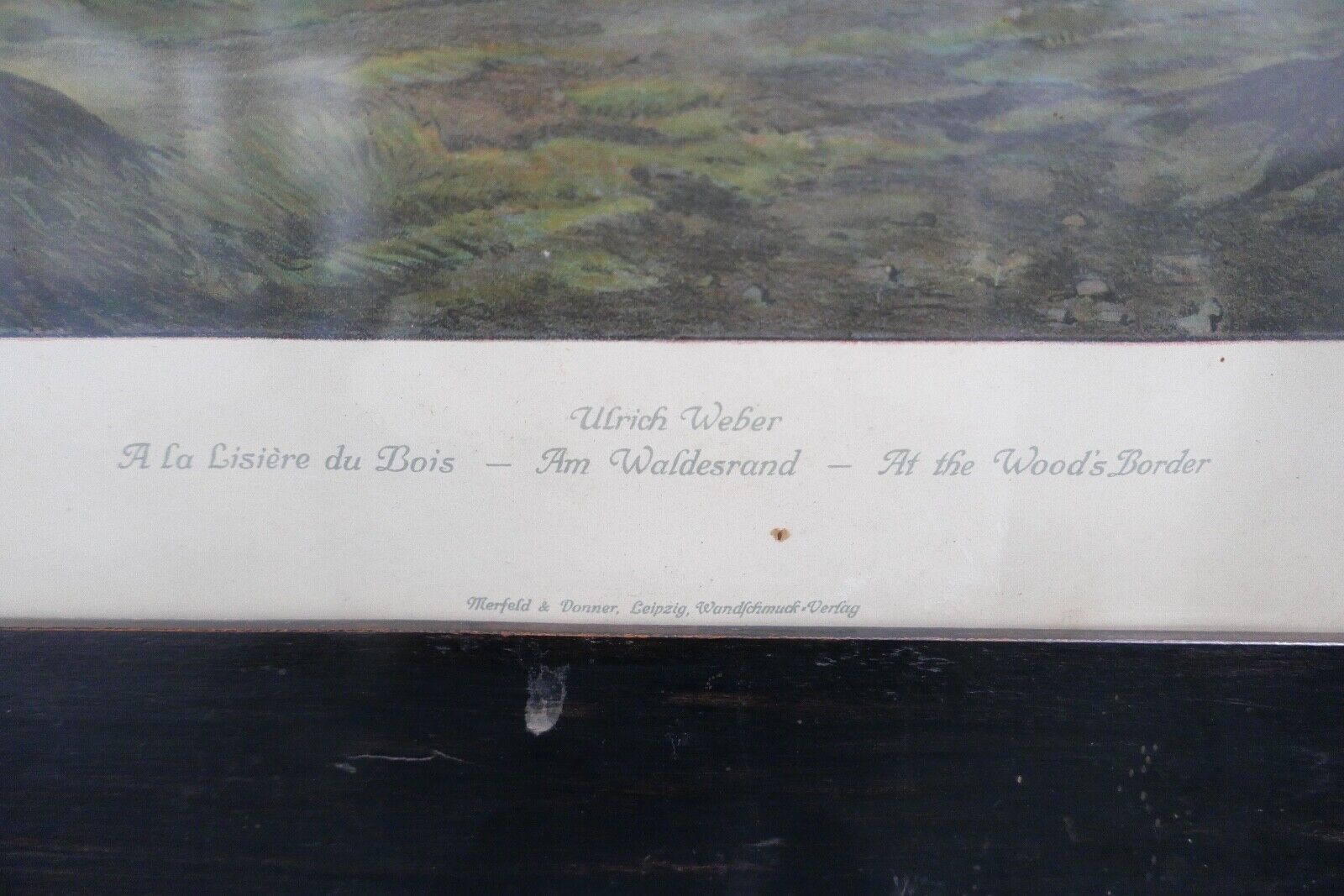 ULRICH WEBER Verlag Leipzig Farb - Lithographie " am Waldesrand " signiert - Antikhandel-Stuttgart