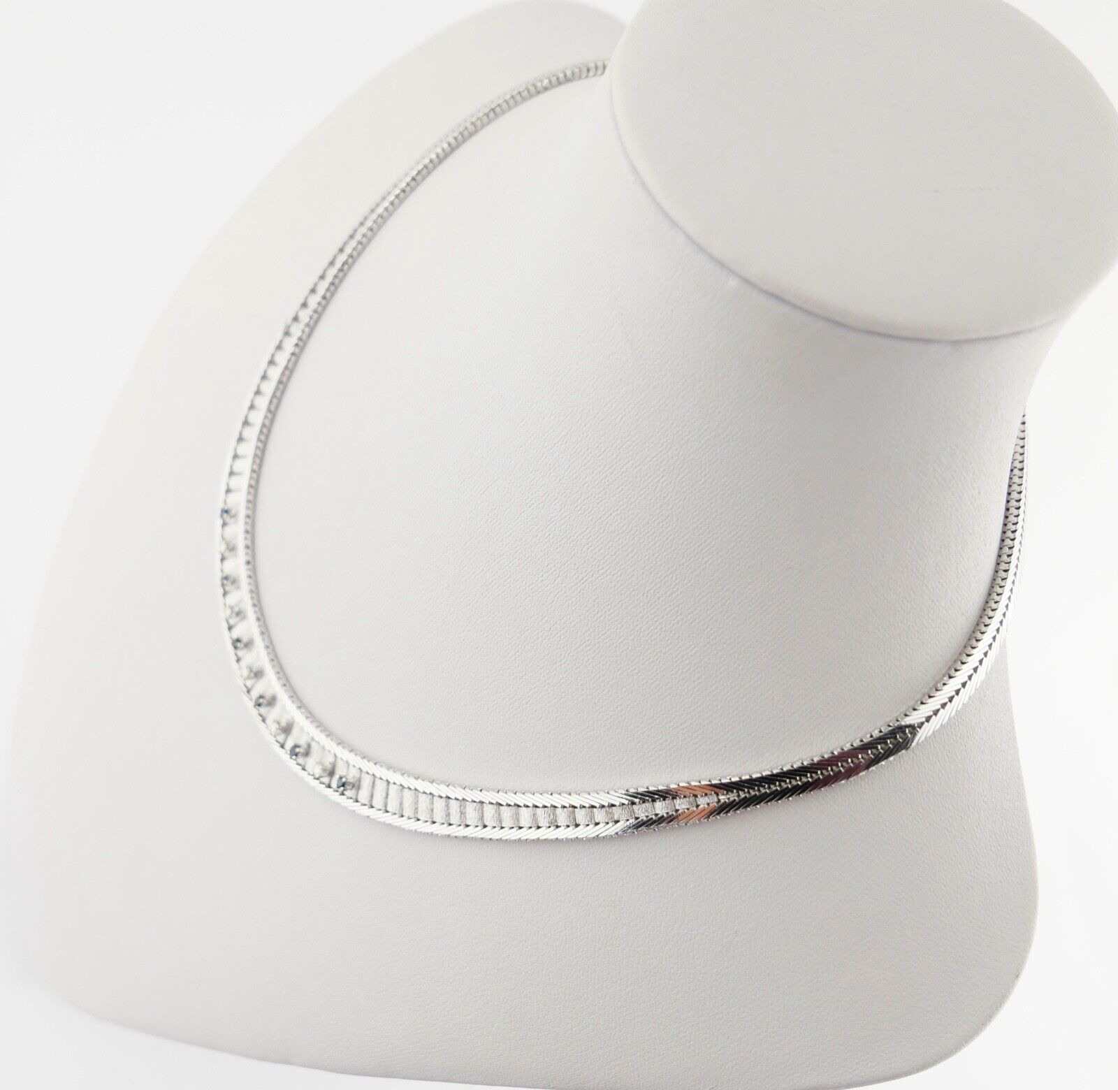 Massives Weißgold Brillant & Saphir Collier 585 14K Klassiker 1970er Jahre 45 cm - Antikhandel-Stuttgart