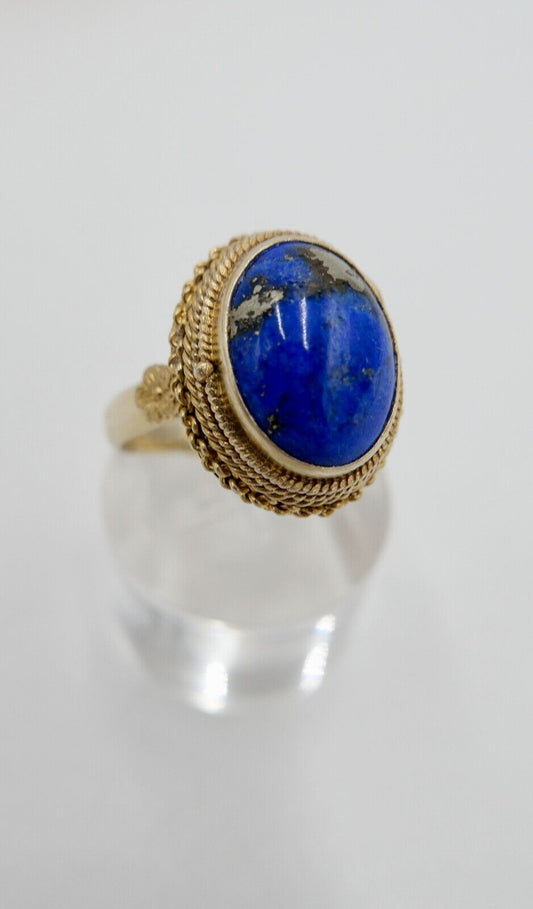 Lapislazuli Lapis Lazuli Ring Silber vergoldet 1960er Jahre China - Antikhandel-Stuttgart