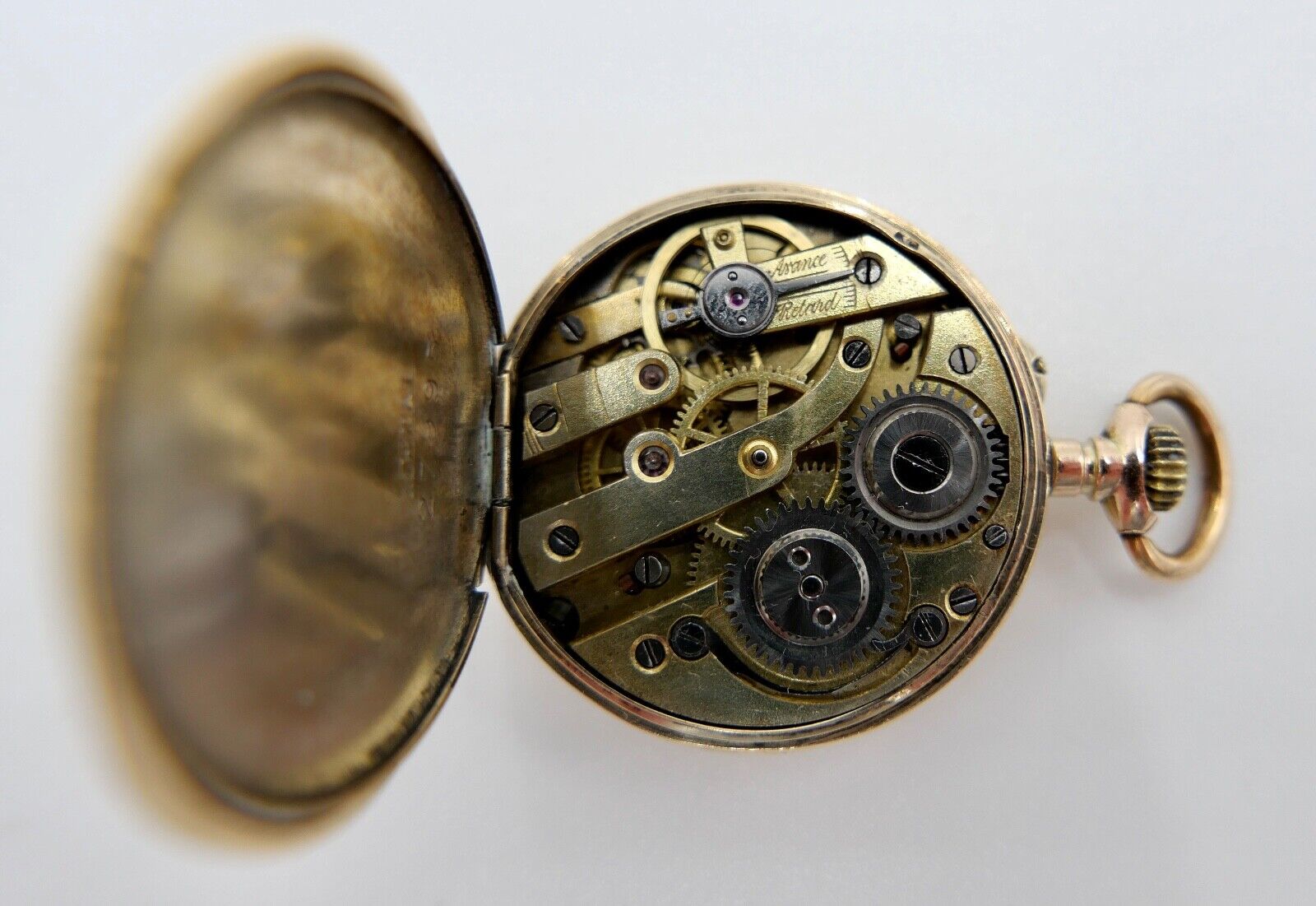 kleine BF Damen Taschenuhr 1930-40er GOLD 585 14K Schweiz Emaille floral 29mm - Antikhandel-Stuttgart