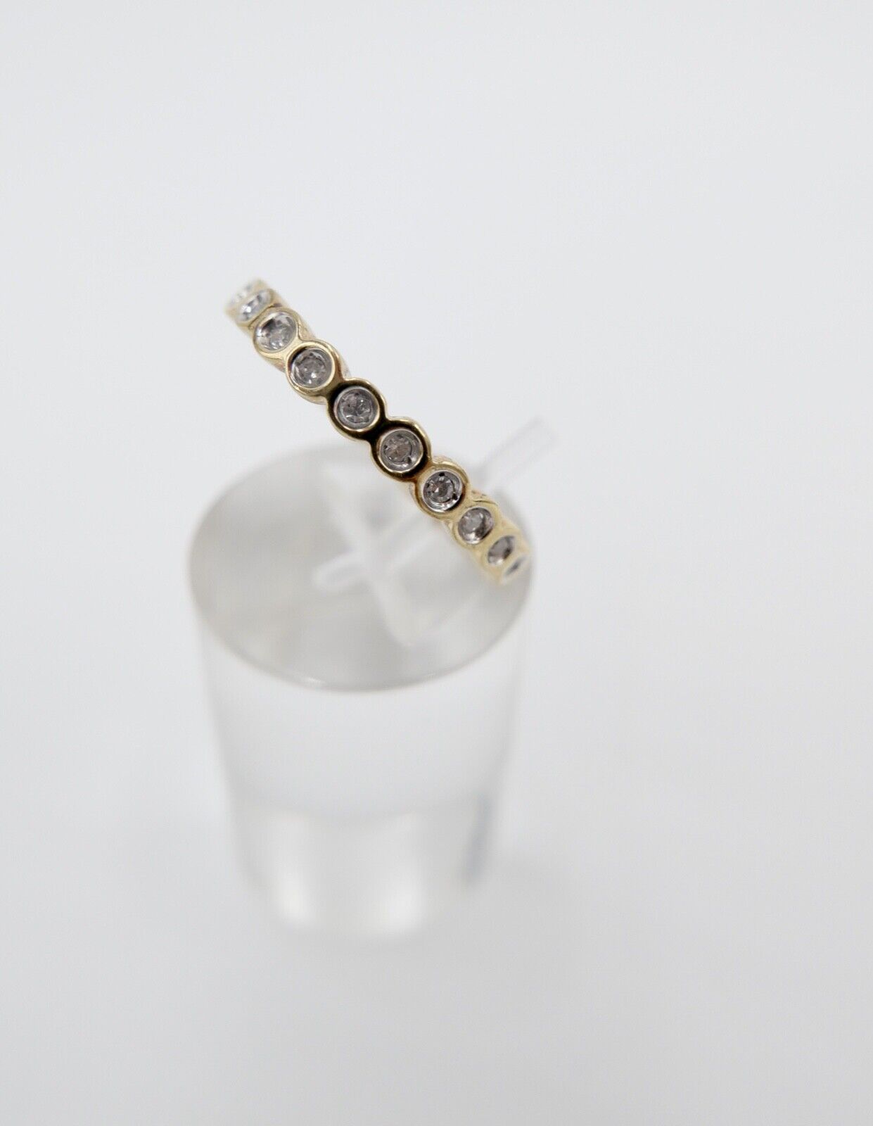 90er Jahre Memory Ring Memoirering Gelbgold Gold 585 14K Zirkonia 0,96 Ct Gr. 60 - Antikhandel-Stuttgart