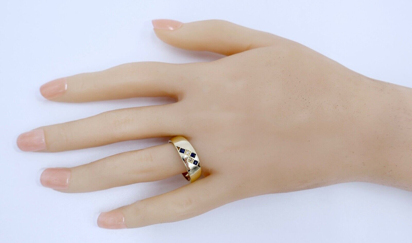 Alter Ring Gelbgold 585 / 14K Brillant & Saphir Gr. 62 MH - Antikhandel-Stuttgart