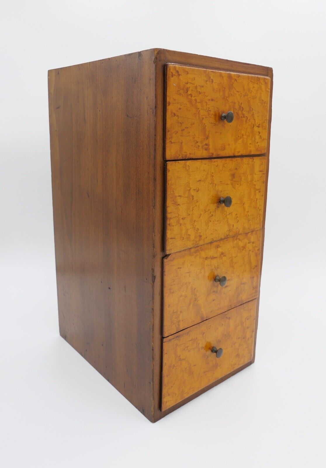 um 19. Jh antike Kommode mit Schubladen 19x25x41 cm Birkenholz Furnier - Antikhandel-Stuttgart