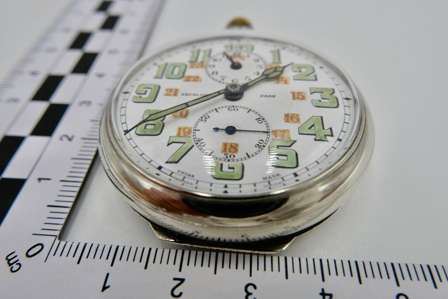 EXCELSIOR PARK Edelstahl Taschenuhr Wecker Ø 49mm sehr selten - Antikhandel-Stuttgart