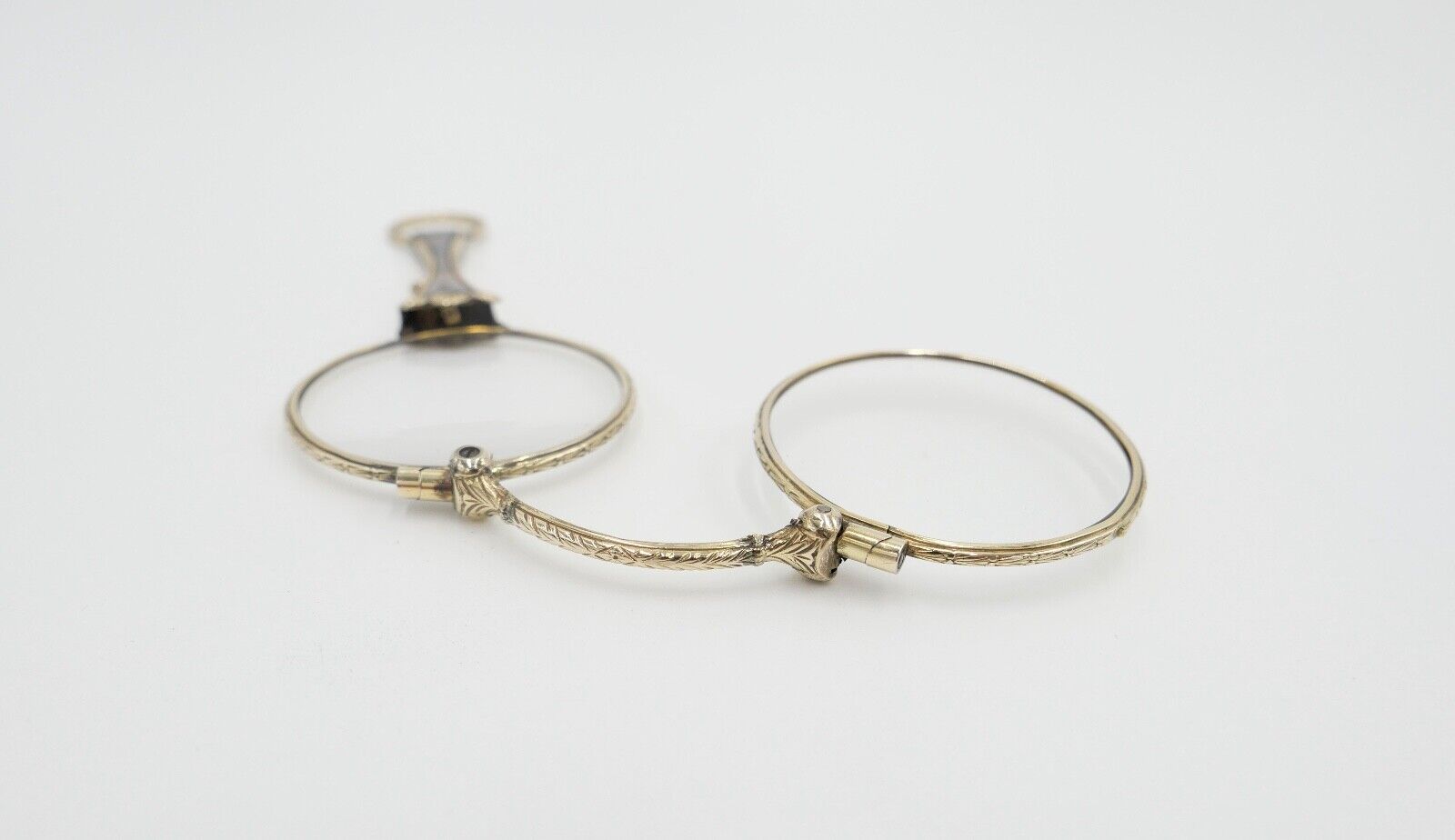 antike 1900 J.W. Lorgnette Lorgnon Stielbrille Lesehilfe Schaumgold vergoldet - Antikhandel-Stuttgart