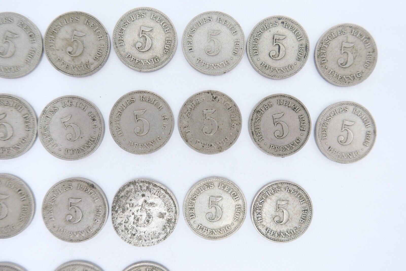 46x 5 Pfennig 1906 - 1914 A D F G großer Adler Jäger J.12 ss - stg - Antikhandel-Stuttgart
