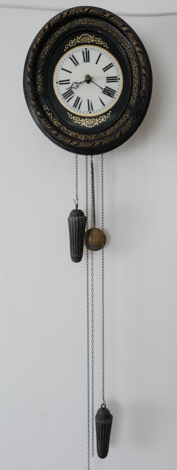 BIEDERMEIER antike Wanduhr Schottenuhr mit Hinterglas 1840 - Antikhandel-Stuttgart