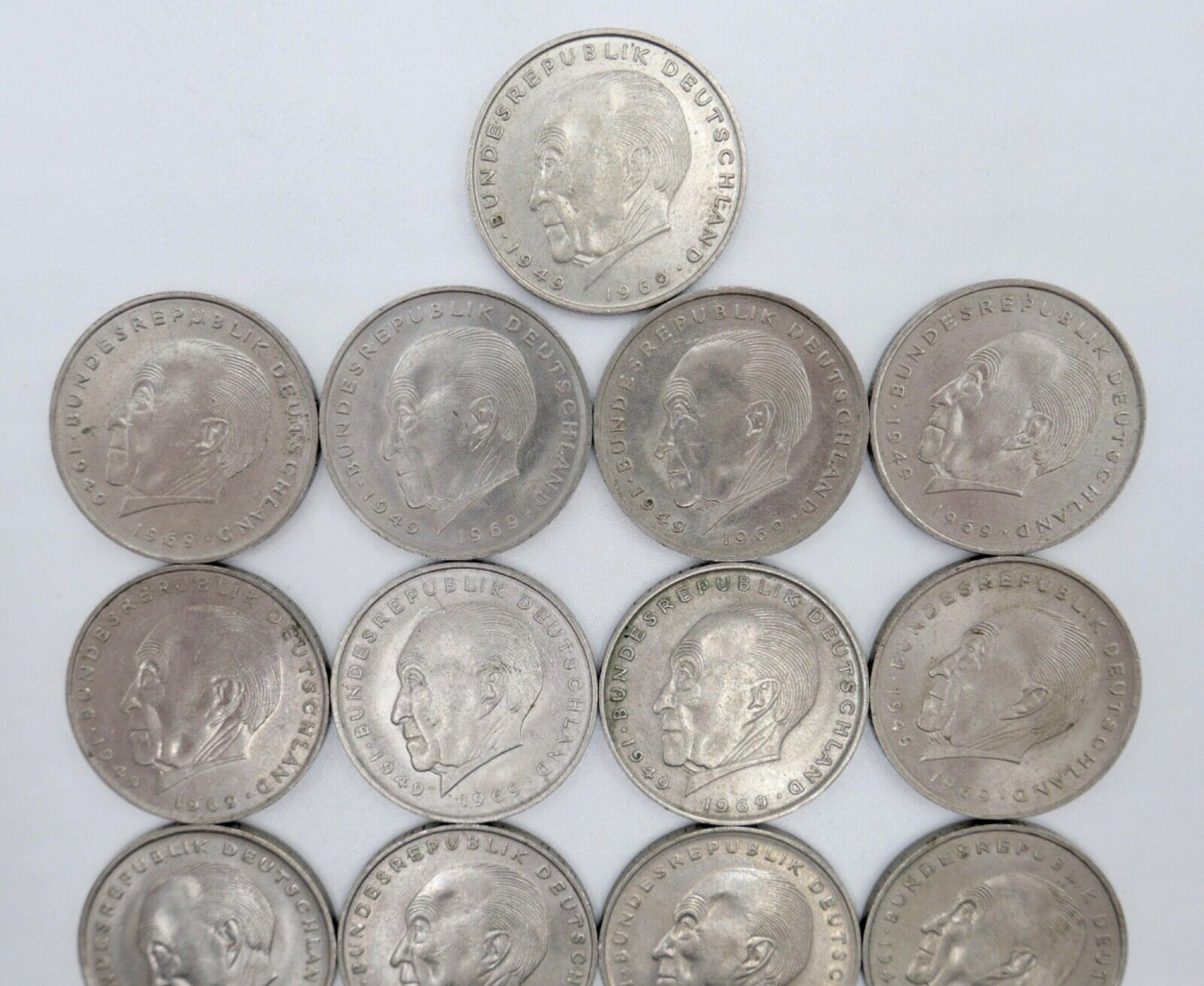 17x 2 DM Mark Konrad Adenauer 1969 - 1973 Jäger J.406 - Antikhandel-Stuttgart