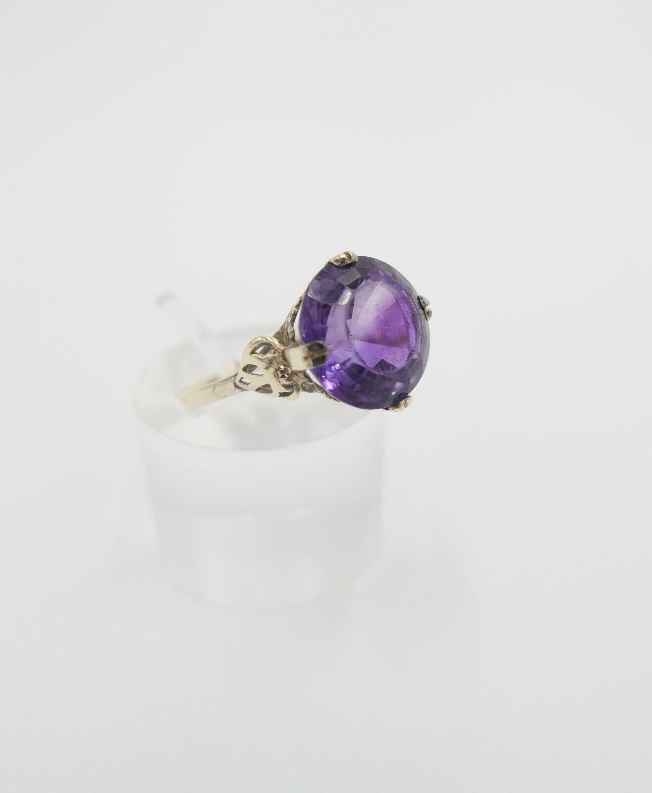 antik um 1900 Damenring mit lila Amethyst Ring 2,87 Gr Gold 585 / 14K Gr. 59 - Antikhandel-Stuttgart