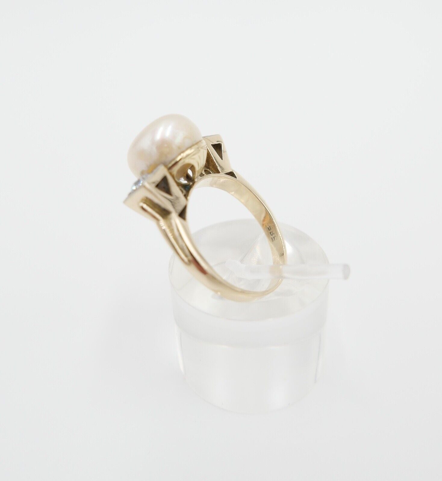 antik Damen Ring Gold 585 / 14K Gr. 56 Diamant Altschliff süßwasser Zuchtperle - Antikhandel-Stuttgart