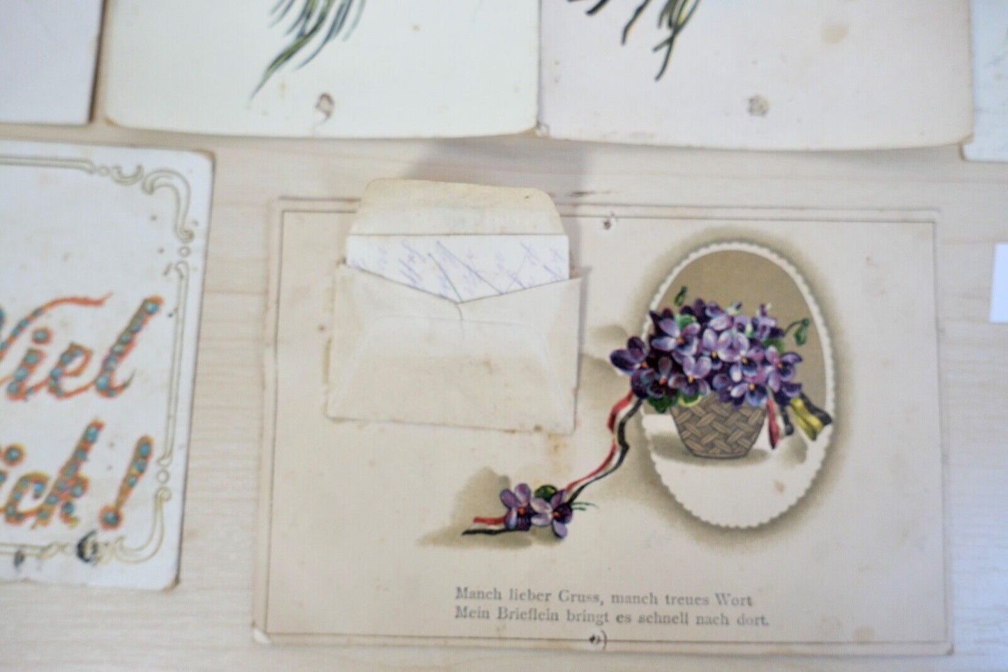 antike Ansichtskarten Postkarten Soldatenbrief Feldpost GLÜCK BLUMEN dt.Reich - Antikhandel-Stuttgart