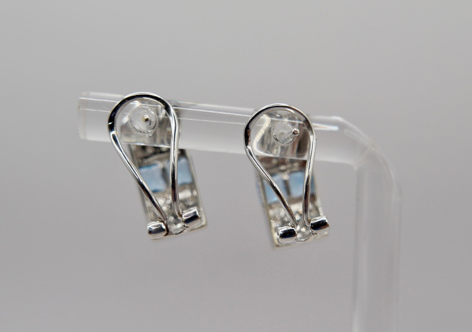 Blautopas & Brillant 750 18K Weißgold Gold Ohrringe 2 Ctw NEUwertig CCF