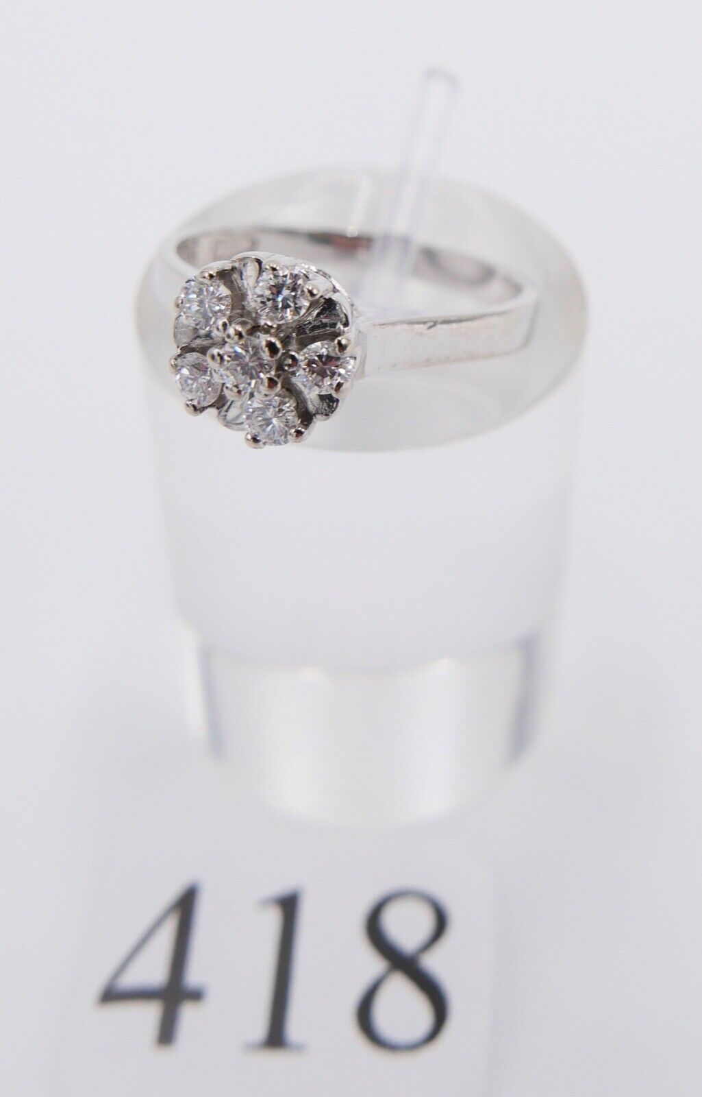 Cocktailring Entourage Brillant Weißgold Damen Ring 0,36 Ct 585 14K Gr. 52 - Antikhandel-Stuttgart