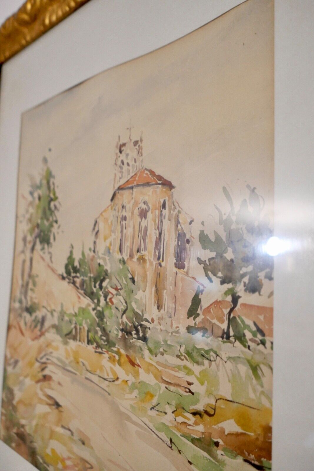 Aquarell signiert 62x49 cm mit Rahmen LANDSCHAFT - Antikhandel-Stuttgart