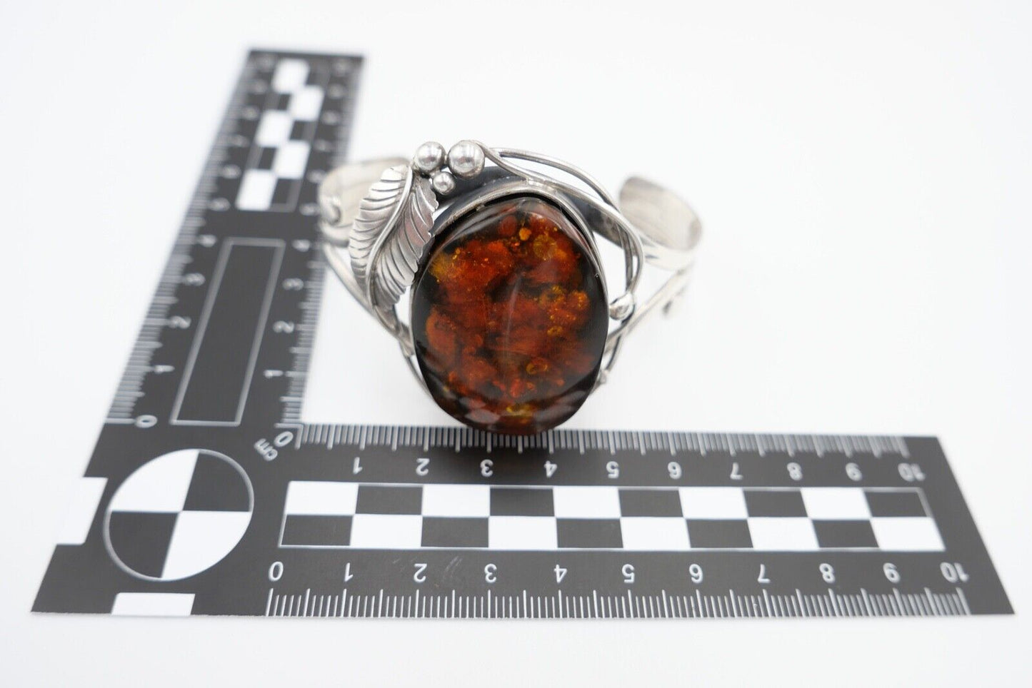 vintage Silber 925 Bernstein Armband floral Armreif Armspange Sterlingsilber - Antikhandel-Stuttgart