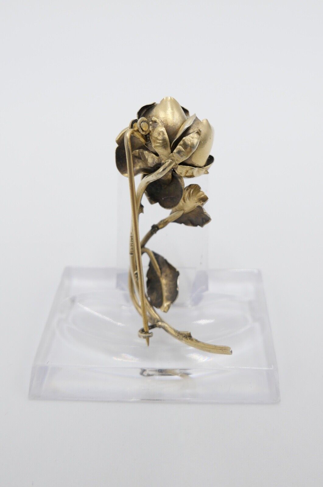 antike Brosche 40er Jahre Rosen Stabbrosche vergoldet Punze Ges. Gesch - Antikhandel-Stuttgart