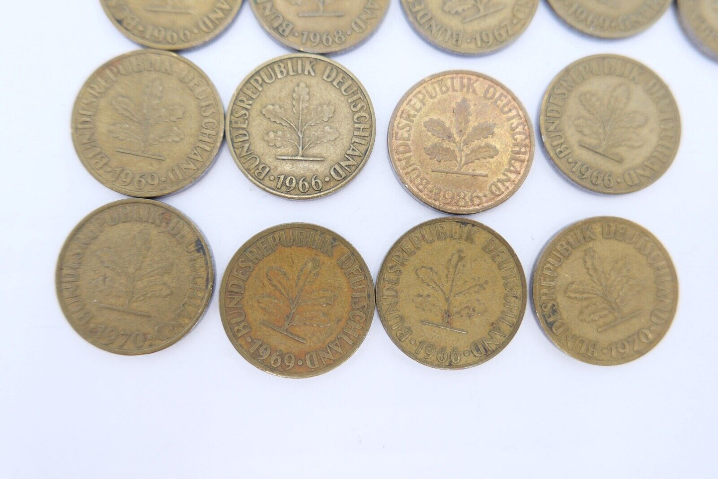 13x 10 Pfennig 1966 1967 1968 1969 1970 1986 D F G J Jäger J. 383 ss-vz - Antikhandel-Stuttgart