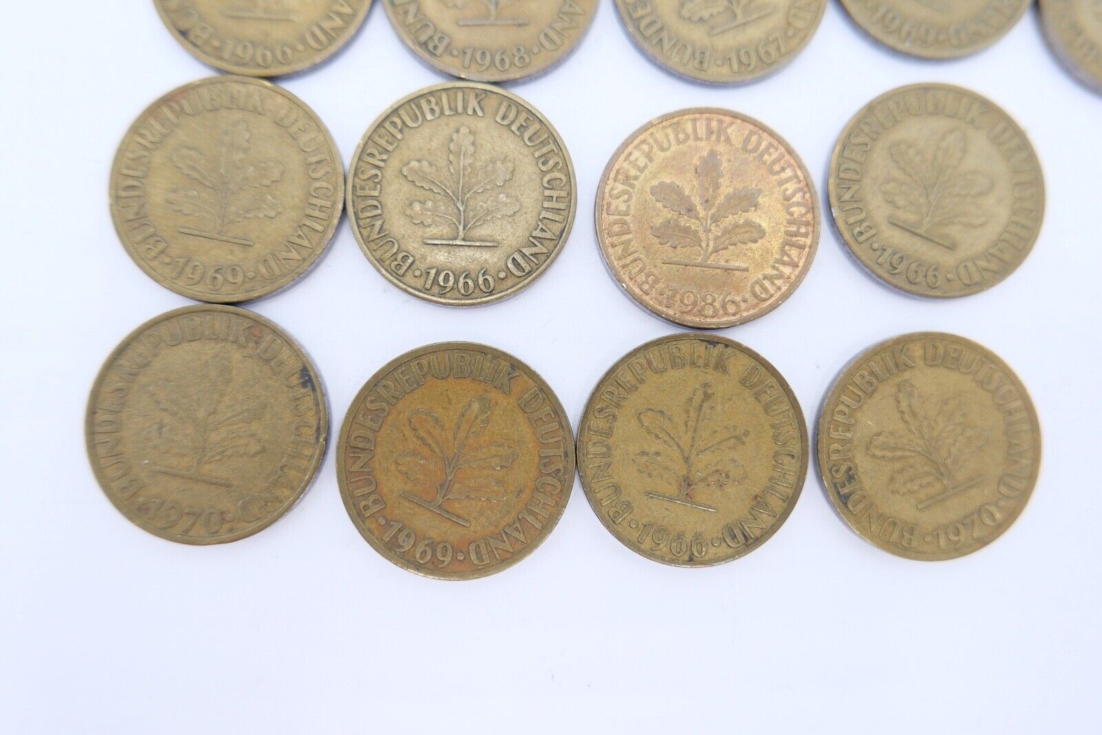 13x 10 Pfennig 1966 1967 1968 1969 1970 1986 D F G J Jäger J. 383 ss-vz - Antikhandel-Stuttgart