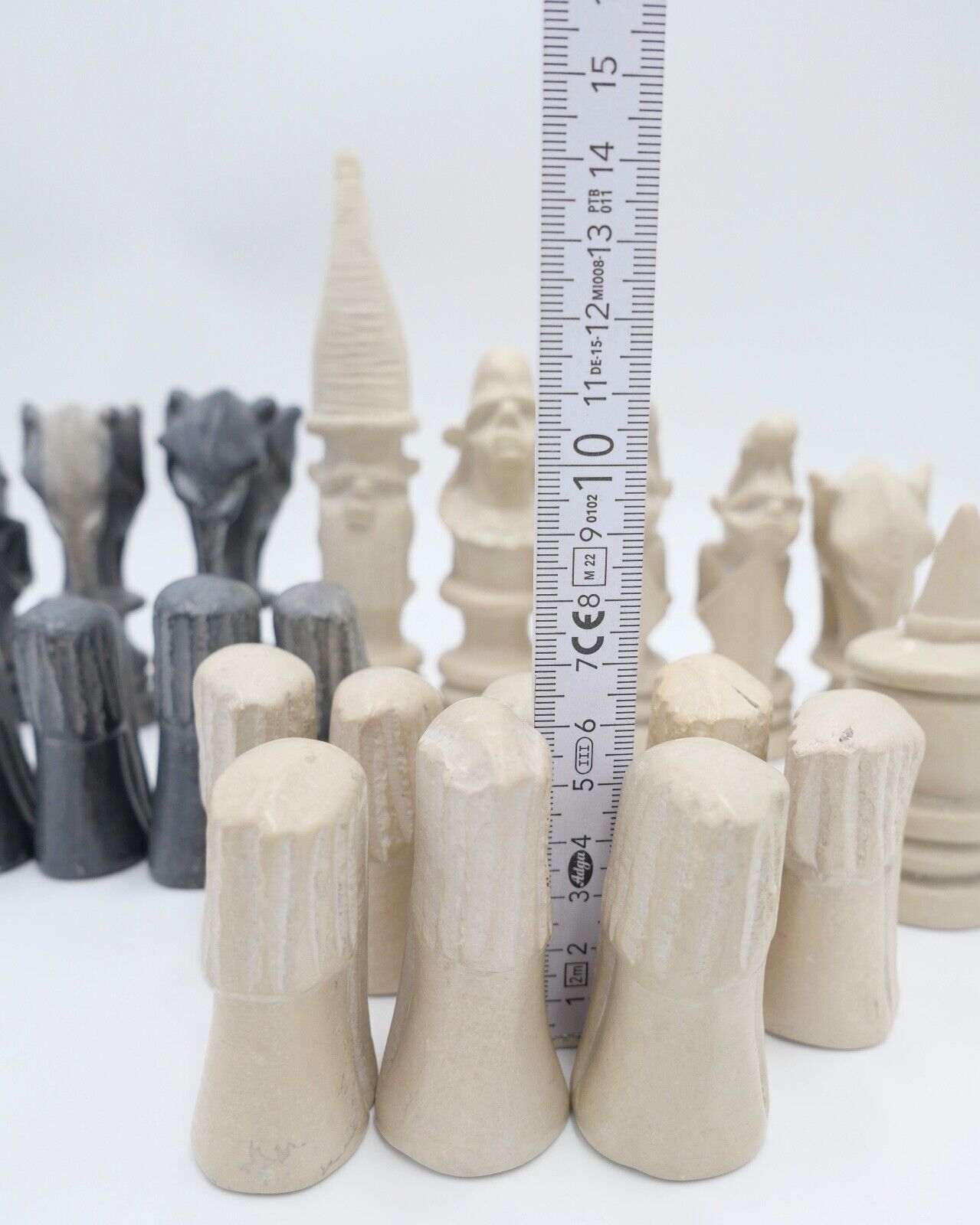 Schachfiguren aus Stein mit Afrika Motiv Figuren 32 Stück - Antikhandel-Stuttgart