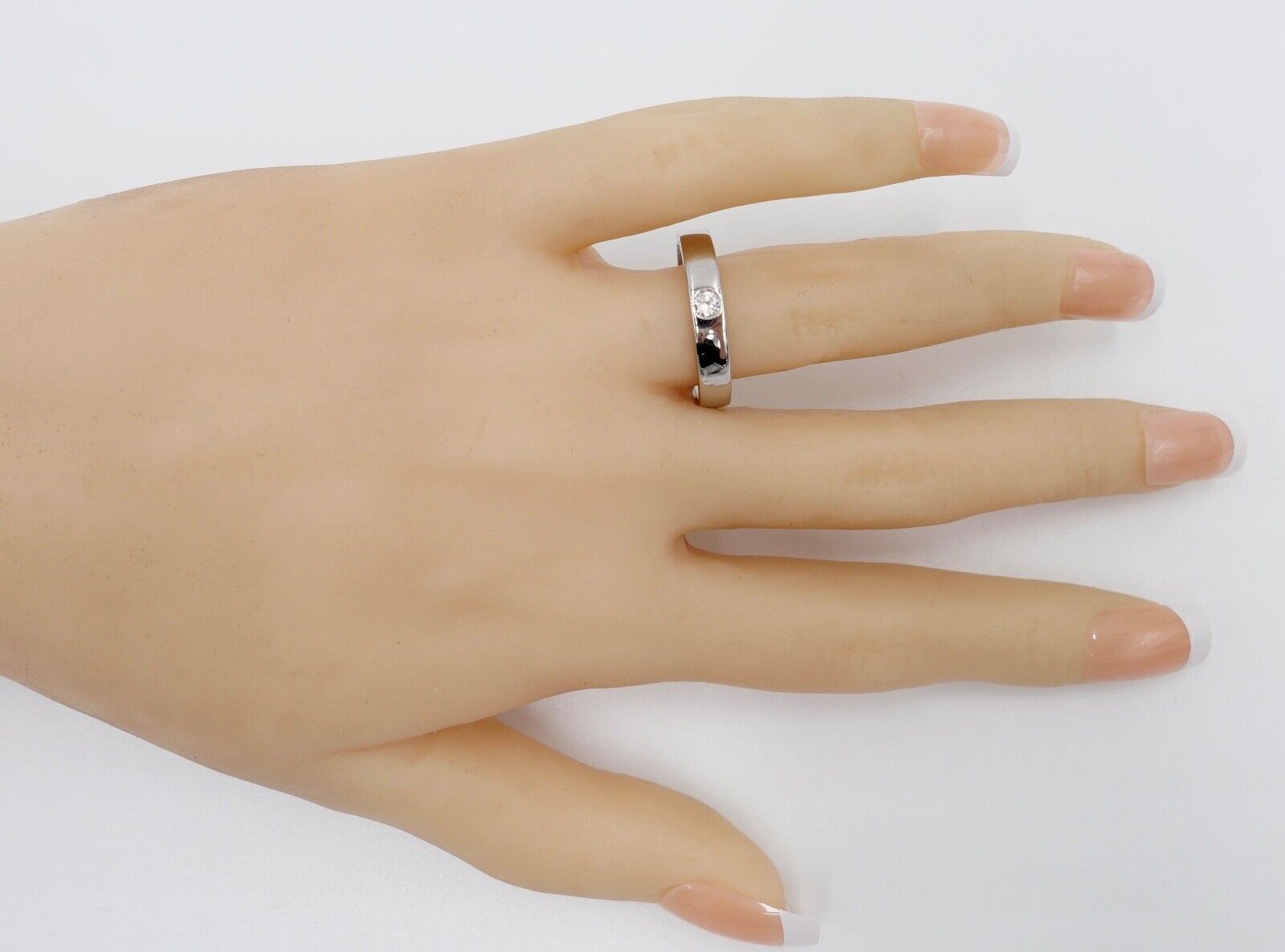 70er Jahre Solitär Weißgold Ring 750 / 18K Gr.59 Diamant / Brillant 0,20Ct EP - Antikhandel-Stuttgart