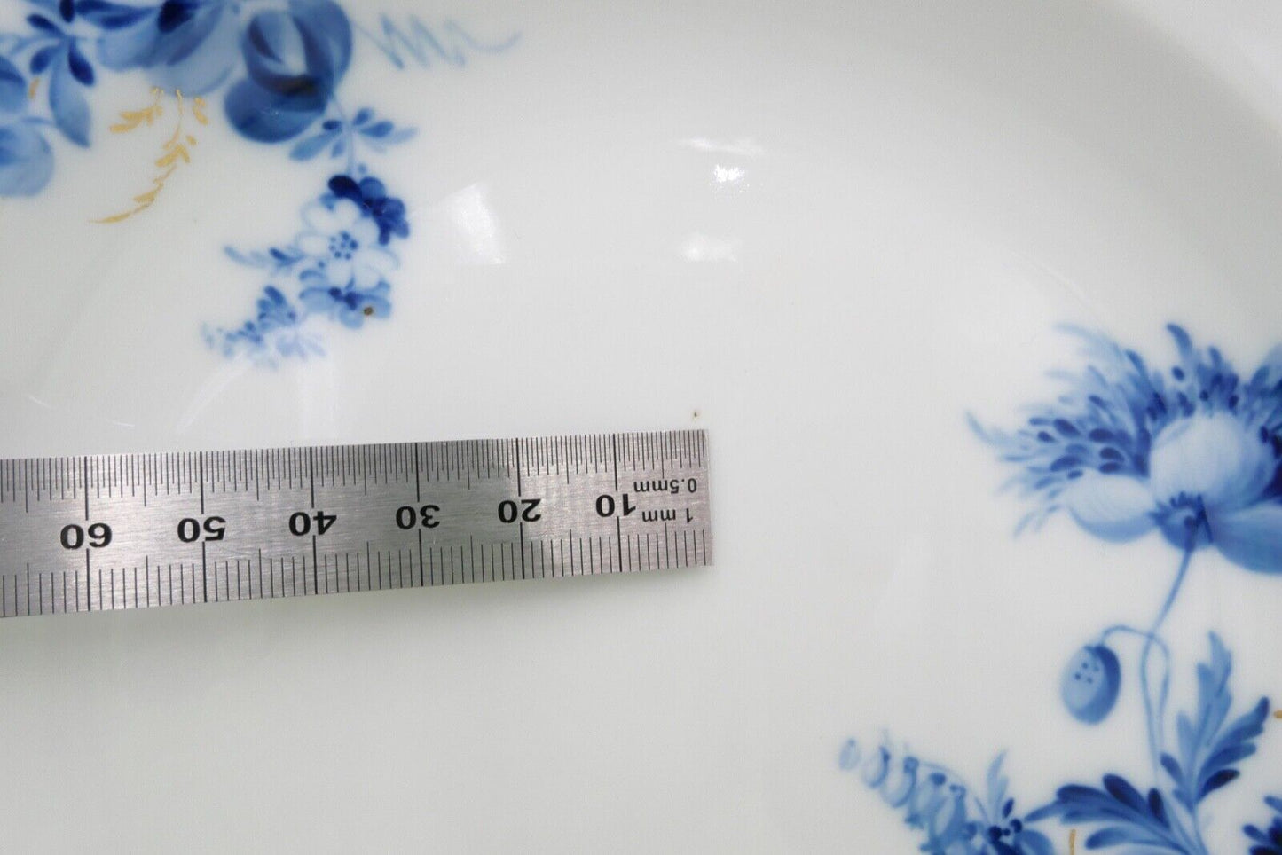 Meissen Kuchenteller Dessertteller Teller Ø21cm Goldrand blaue Blumen Goldgräser - Antikhandel-Stuttgart