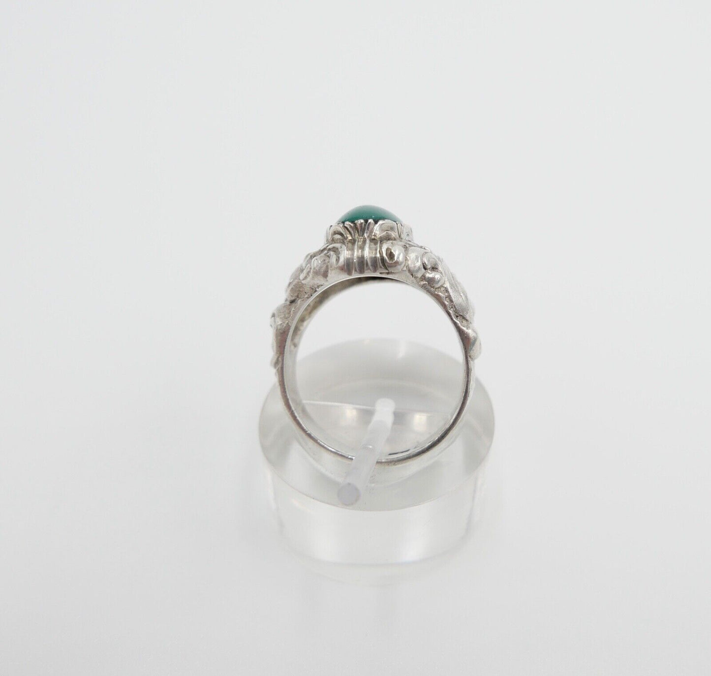 Jugendstil Silberring Damen Ring Gr. 54 Silber 835 grüner Cabochon Chrysopras - Antikhandel-Stuttgart