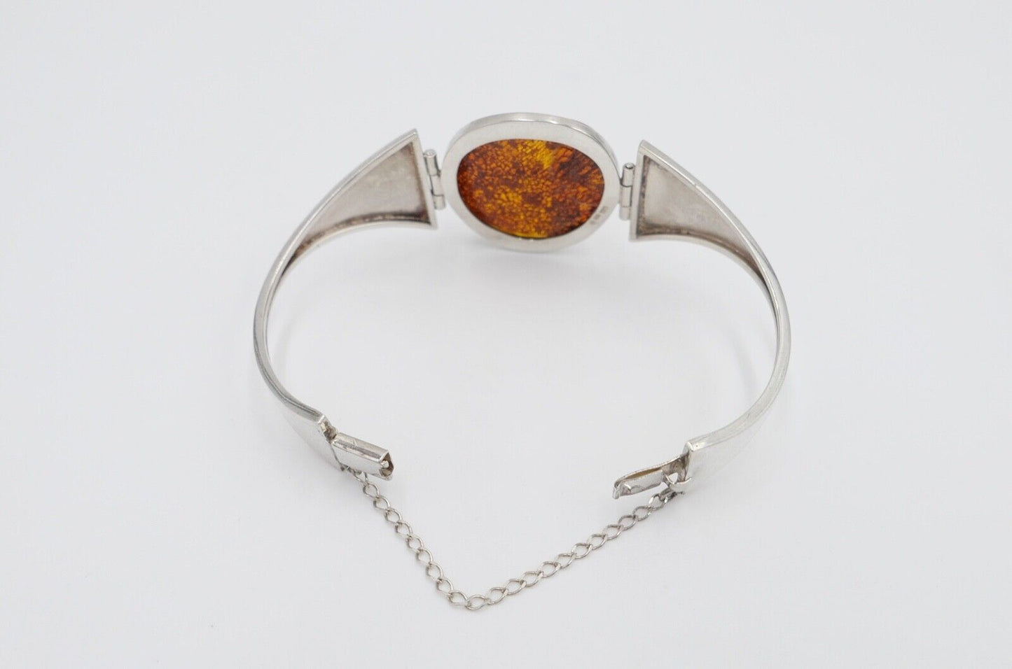 80er Jahre Silber 925 Bernstein Armband Armreif Armspange G Danzig Polen - Antikhandel-Stuttgart