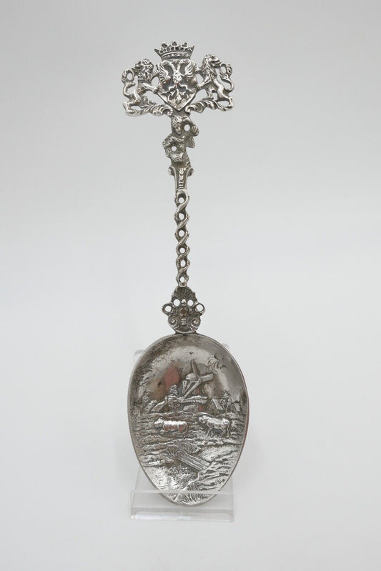 Löffel Arnhem / Niederlande Stadtwappen Silber 800 Halbmond Krone 58,1 Gr - Antikhandel-Stuttgart