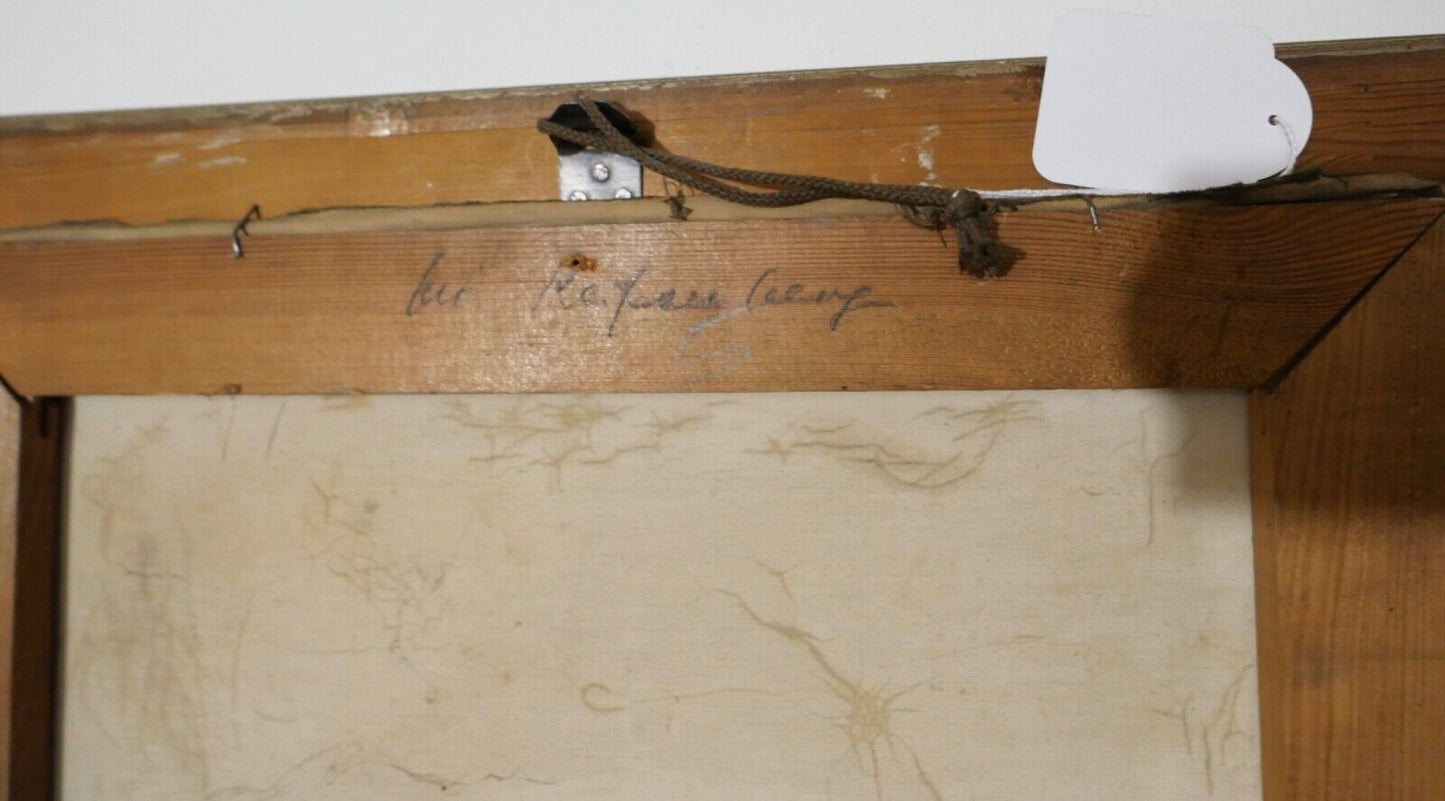 Ölgemälde 60x55 cm signiert Landschaft BAUM FELD Heuhügel - Antikhandel-Stuttgart