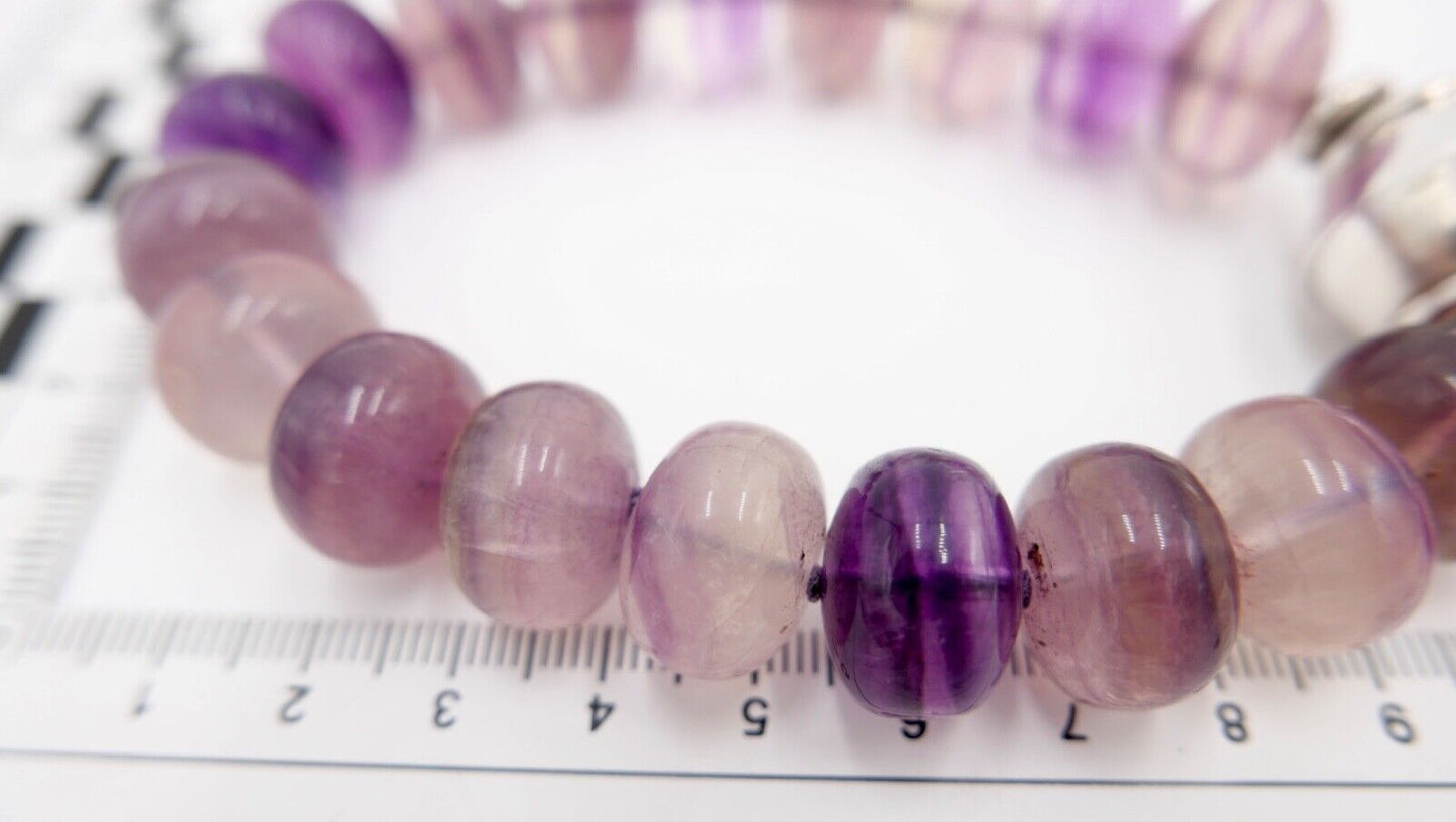 Amethyst Armband 925 Silber & 750 Gold Elementen LANGER Magnet Verschluss - Antikhandel-Stuttgart