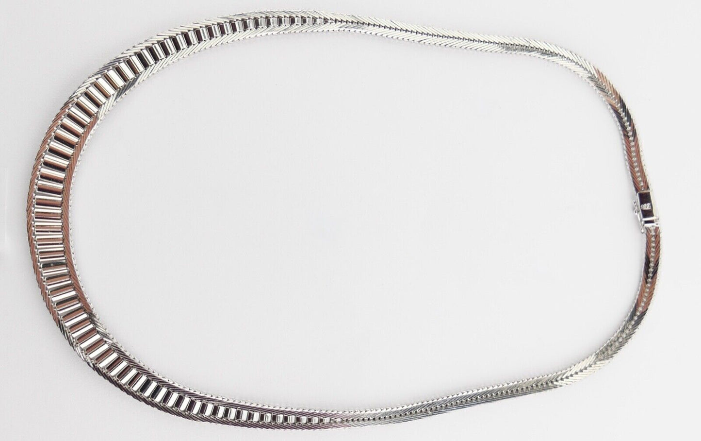 Massives Weißgold Brillant & Saphir Collier 585 14K Klassiker 1970er Jahre 45 cm - Antikhandel-Stuttgart