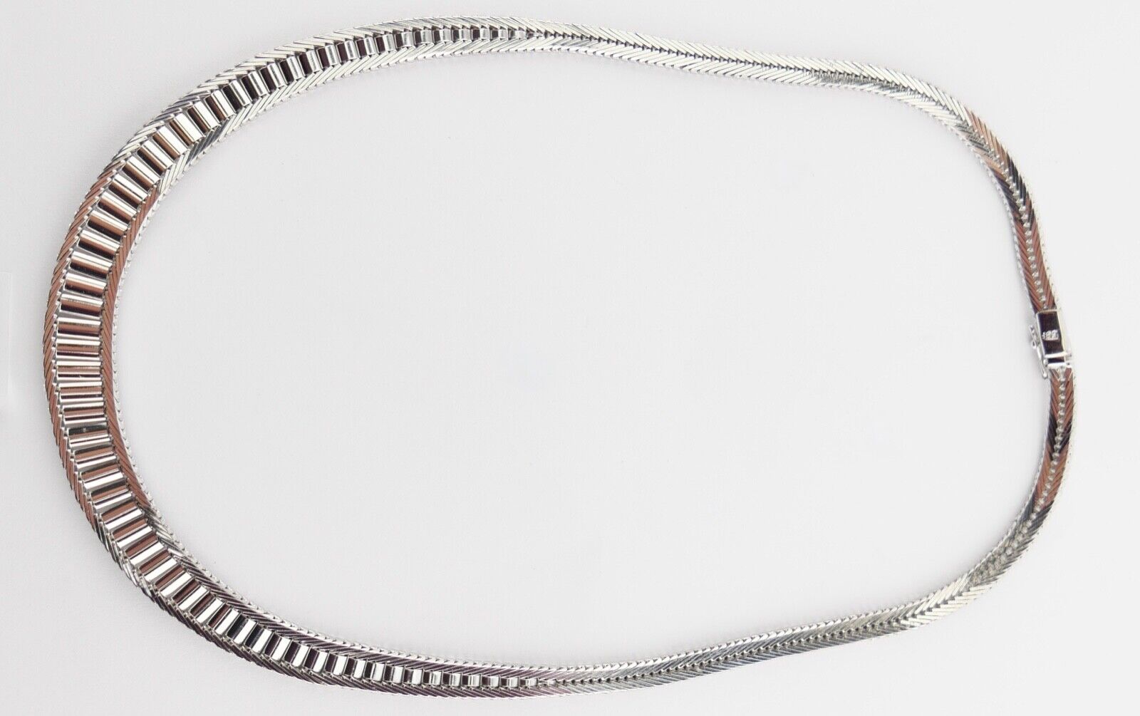 Massives Weißgold Brillant & Saphir Collier 585 14K Klassiker 1970er Jahre 45 cm - Antikhandel-Stuttgart