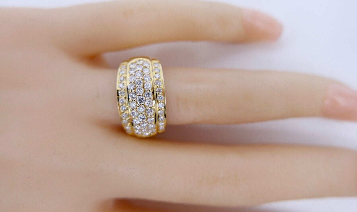 1,26 Ct Diamant Ring 585 14K Gelbgold mit 53 Brillanten besetz Gr. 55 aus 1990er - Antikhandel-Stuttgart
