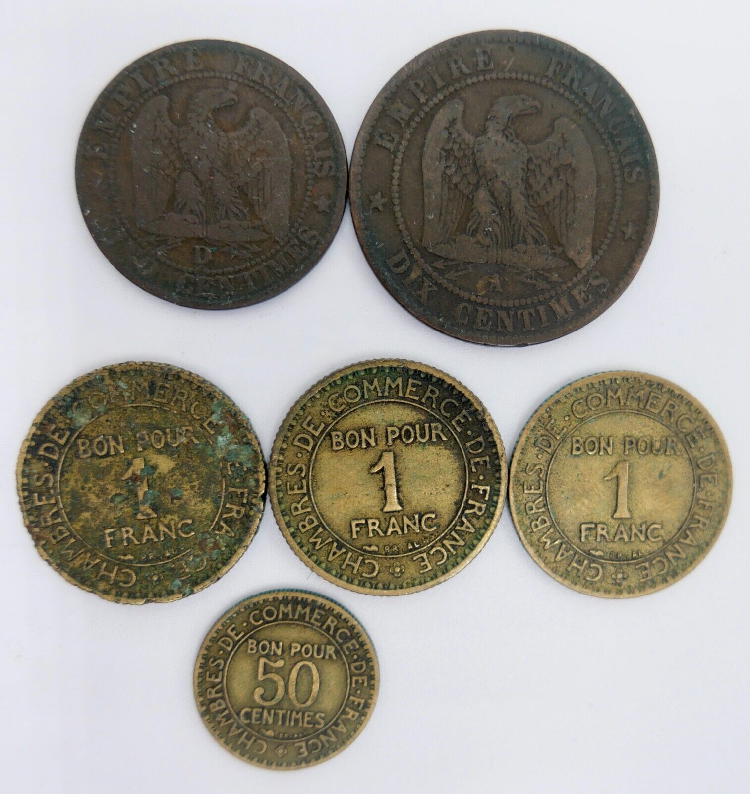 Konvolut Frankreich Napoleon III 1854 1855 3x 1 Franc 50 Centimes - Antikhandel-Stuttgart