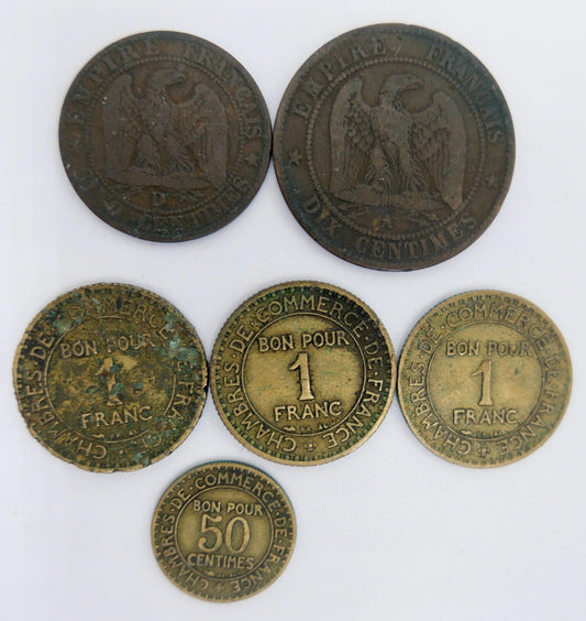 Konvolut Frankreich Napoleon III 1854 1855 3x 1 Franc 50 Centimes - Antikhandel-Stuttgart