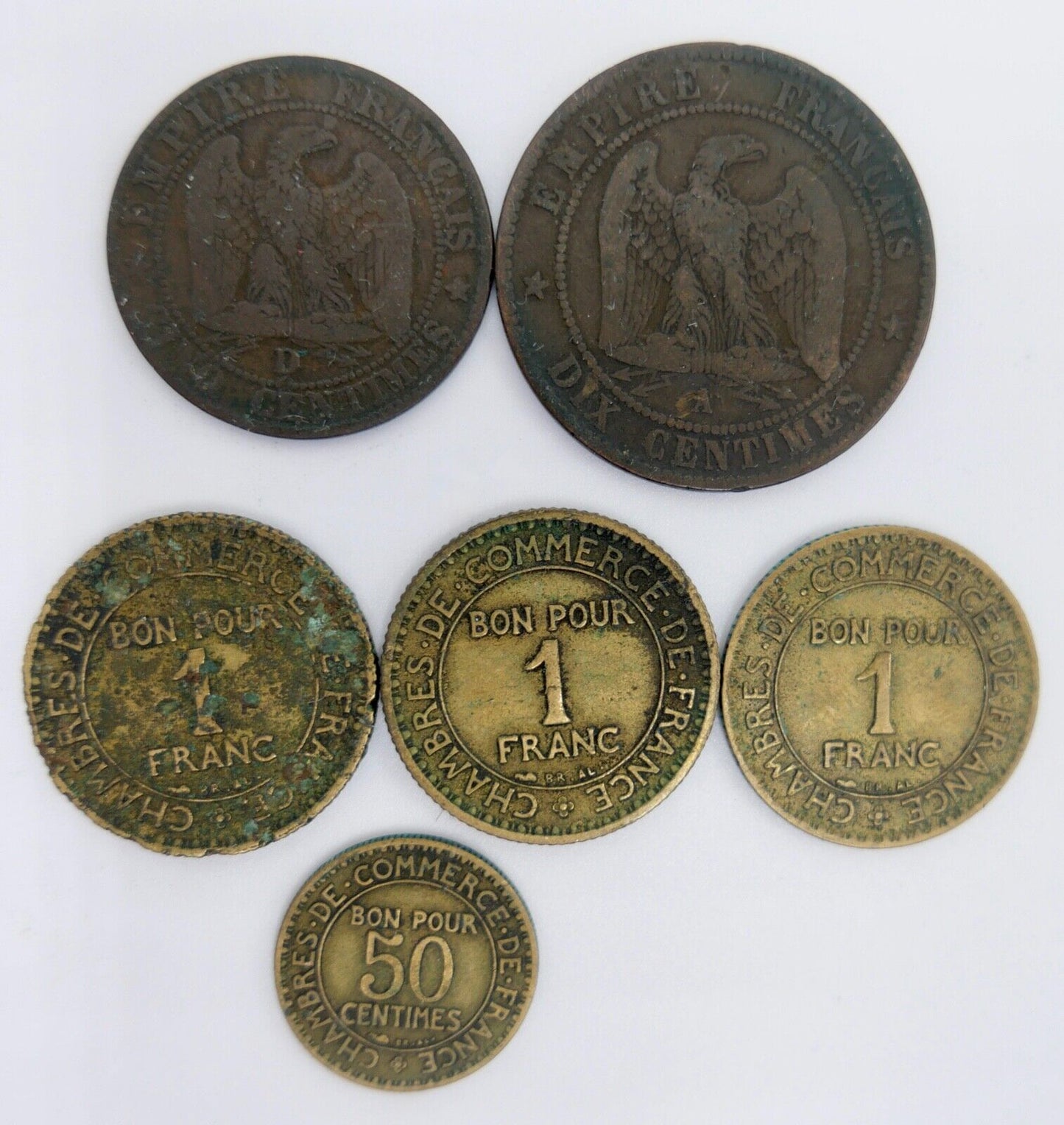 Konvolut Frankreich Napoleon III 1854 1855 3x 1 Franc 50 Centimes - Antikhandel-Stuttgart