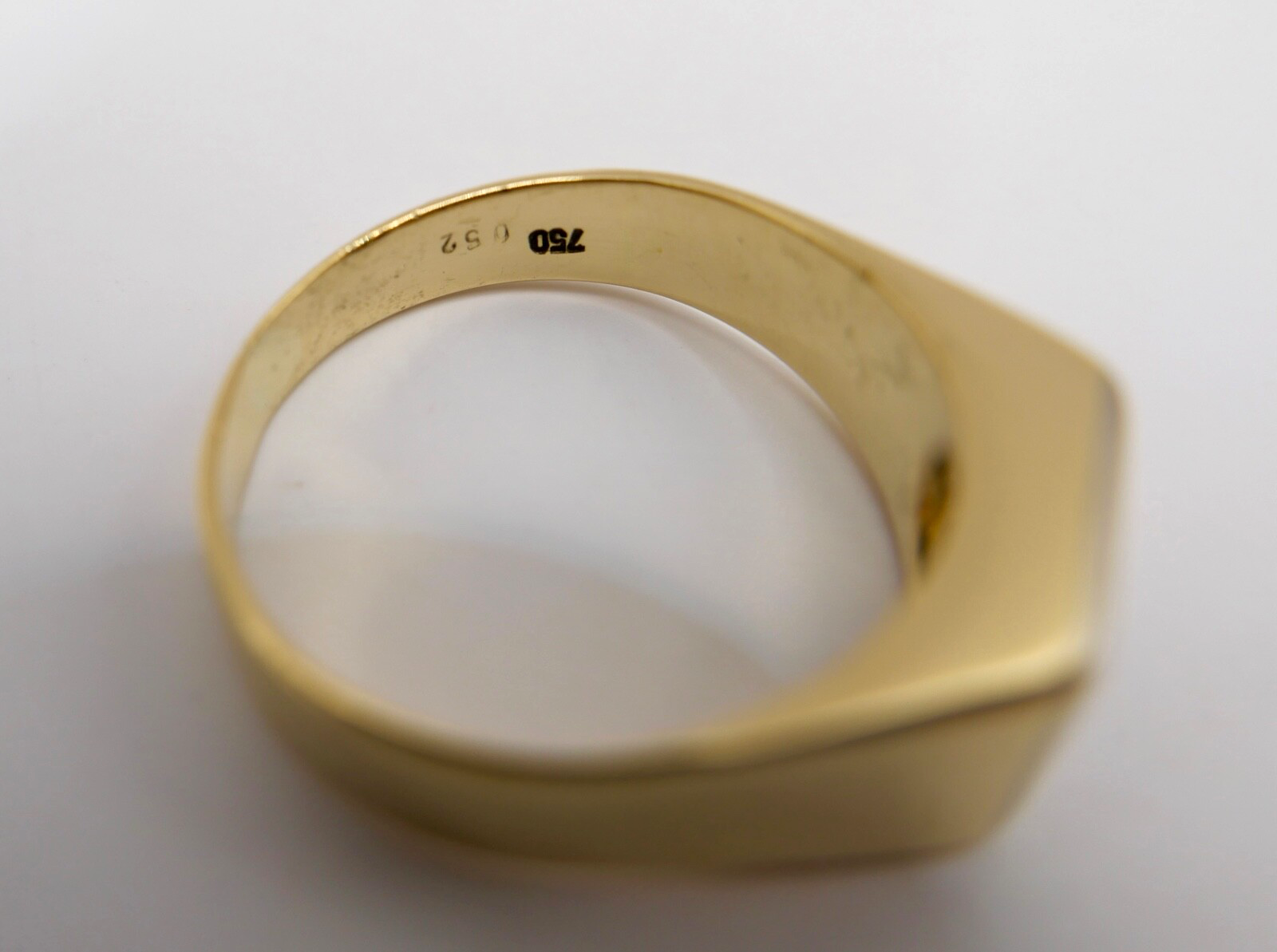 80er Solitär Herren Ring Gelbgold 750 / 18K Gr. 63 Diamant Brillant Jahre 0,52Ct