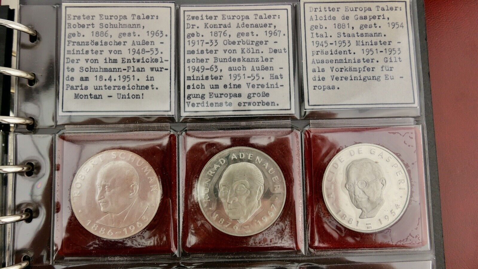 10x Europa Taler 900 925 Medaille Silbermedaille 1-10 in Album TOP ECU - Antikhandel-Stuttgart