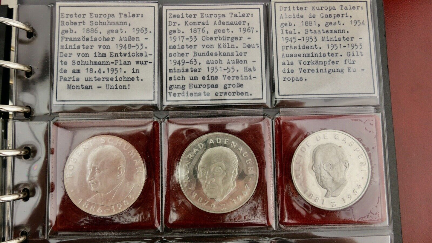 10x Europa Taler 900 925 Medaille Silbermedaille 1-10 in Album TOP ECU - Antikhandel-Stuttgart