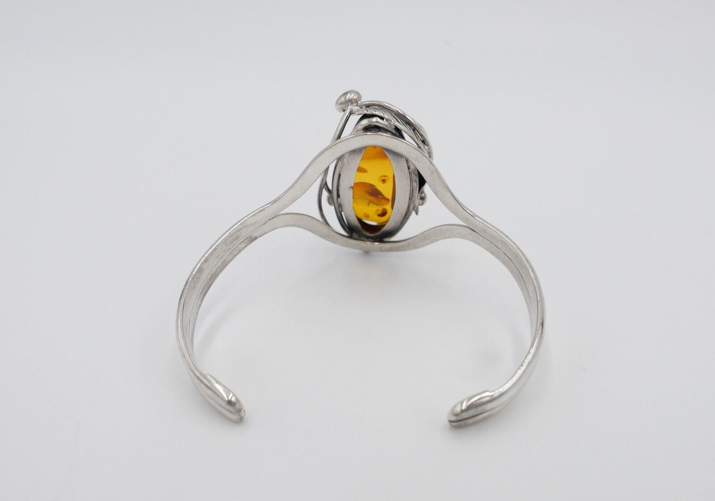 vintage Silber 925 Bernstein Armband floral Armreif Sterlingsilber - Antikhandel-Stuttgart