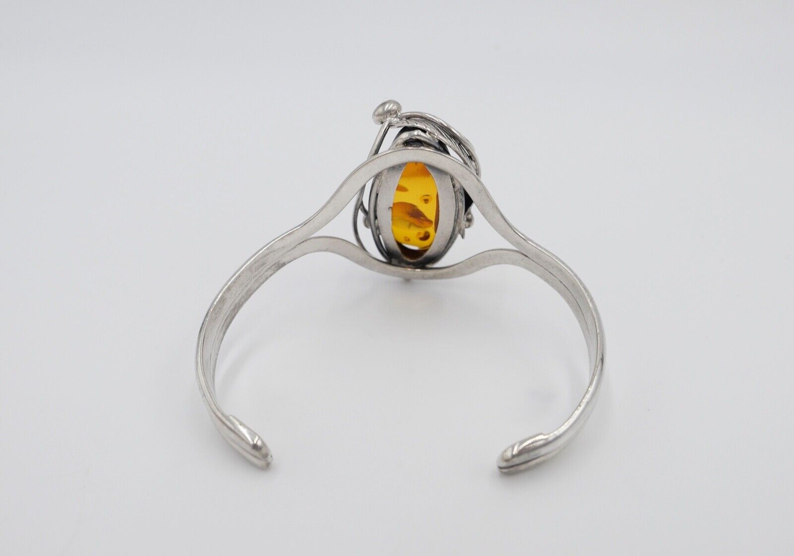 vintage Silber 925 Bernstein Armband floral Armreif Sterlingsilber - Antikhandel-Stuttgart