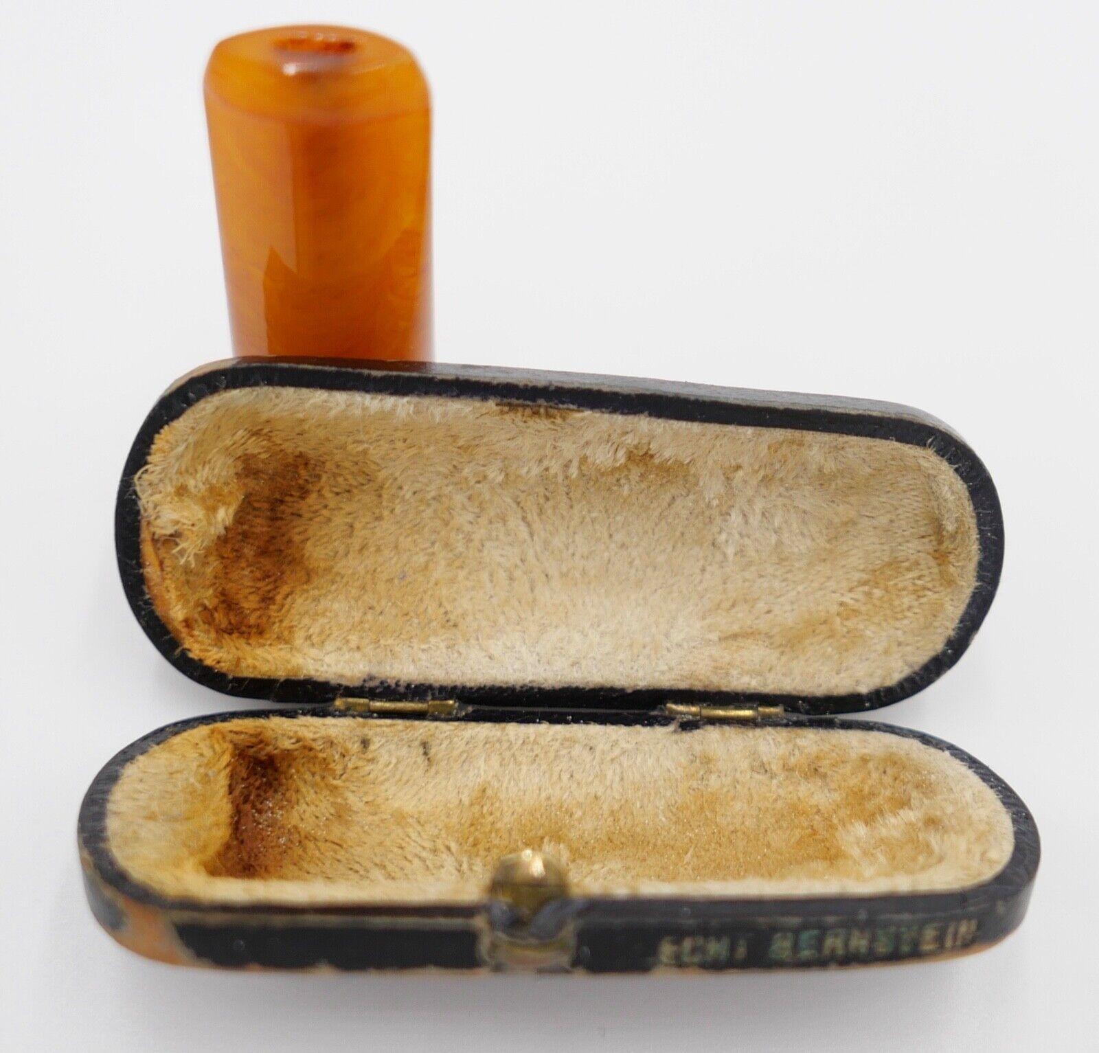 Bernstein ZIGARRENSPITZE in Box holder Amber 800 Silber ZIGARILLOSPITZE - Antikhandel-Stuttgart