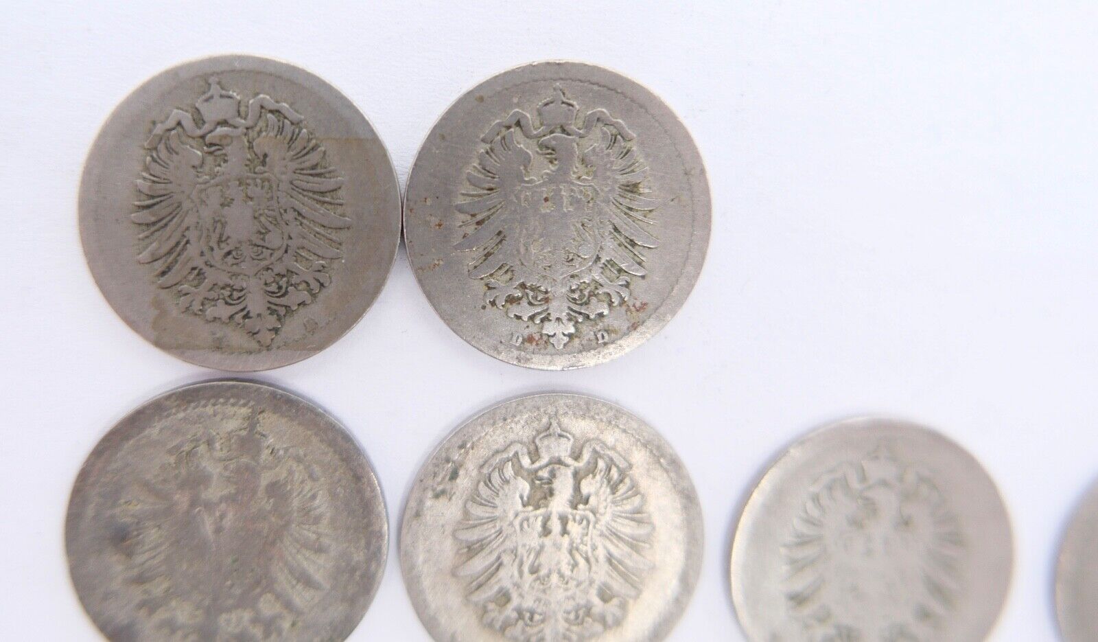 8x 5 Pfennig 1874-1888 Kaiserreich Jäger J.3 ge-s - Antikhandel-Stuttgart