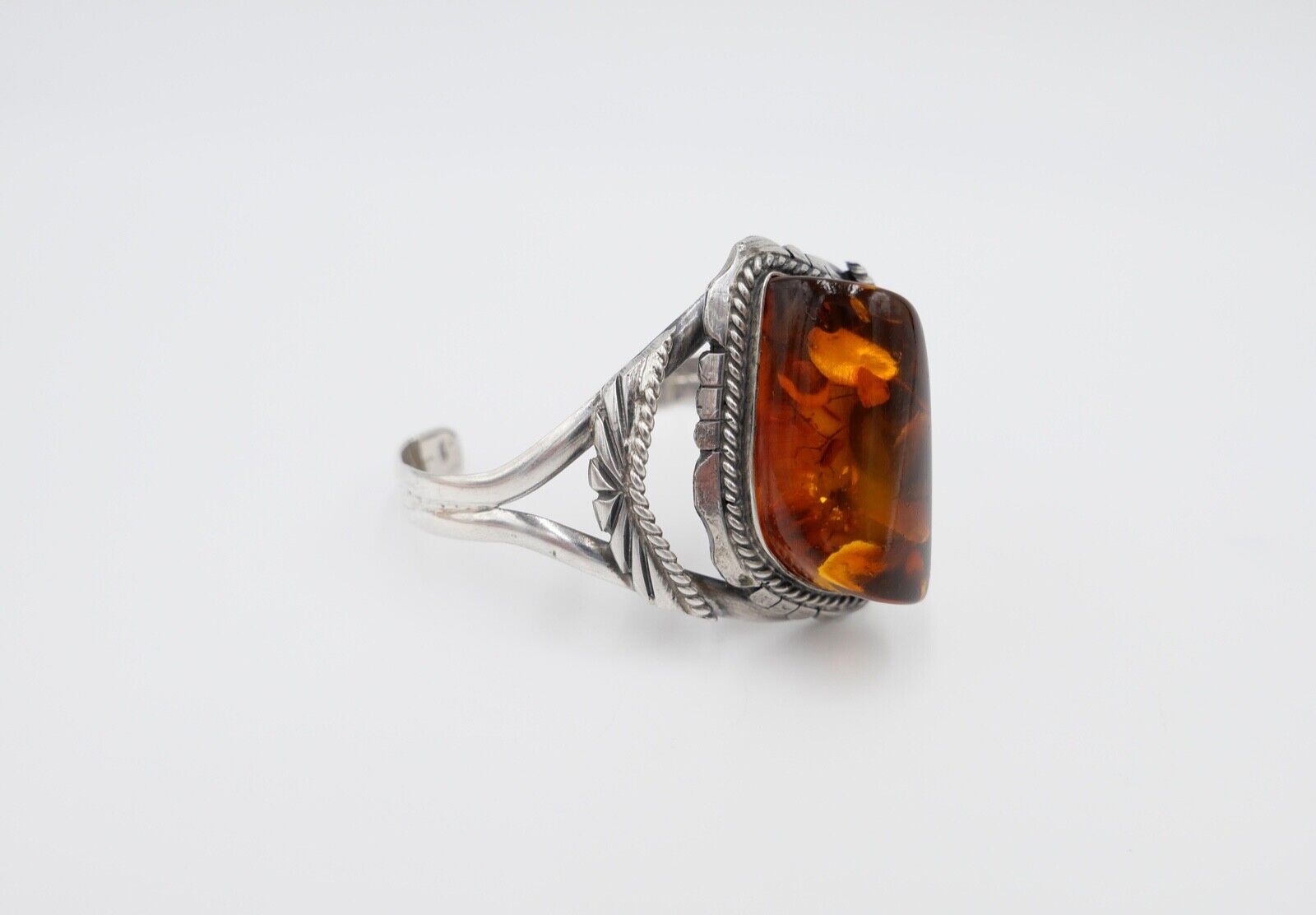 vintage Silber 925 Bernstein Armband Armreif Armspange Sterlingsilber - Antikhandel-Stuttgart