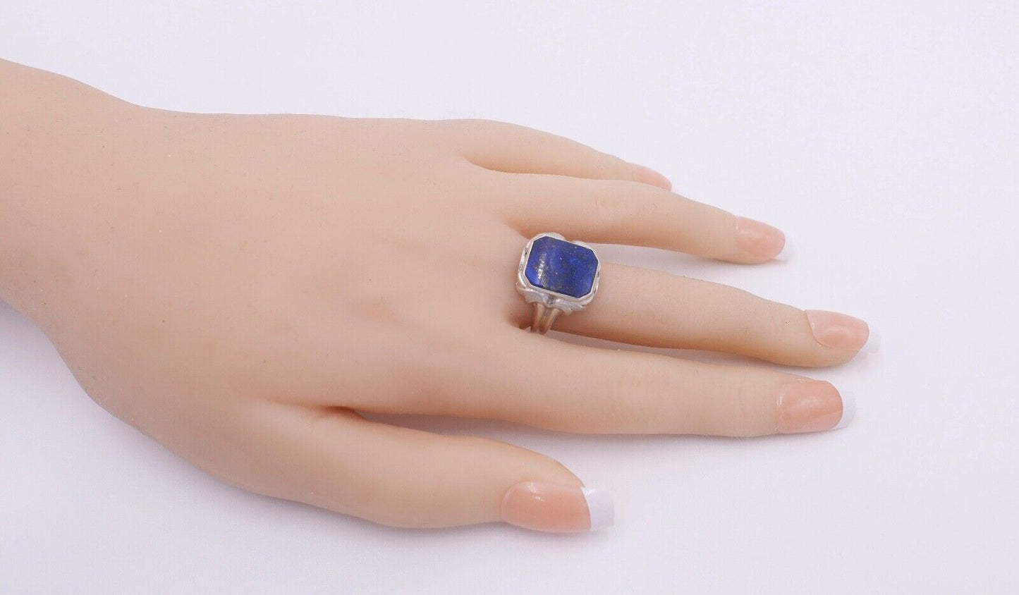 Massiver JUGENDSTIL Herren Damen Ring 835 Silber Gr. 54 Lapislazuli Lapis blau - Antikhandel-Stuttgart