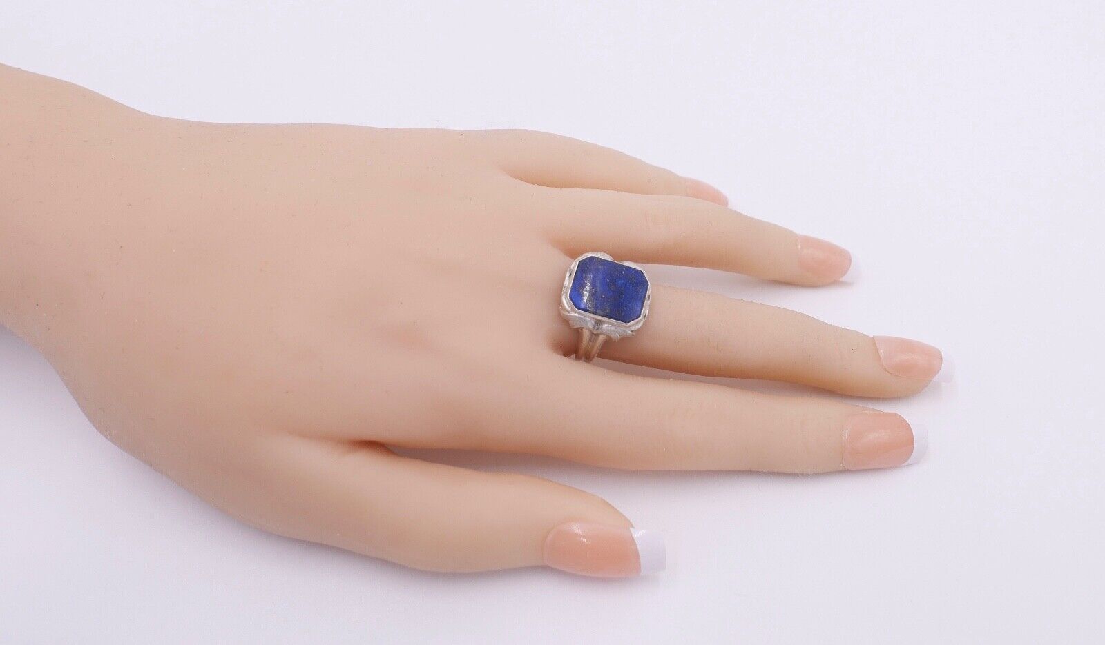 Massiver JUGENDSTIL Herren Damen Ring 835 Silber Gr. 54 Lapislazuli Lapis blau - Antikhandel-Stuttgart