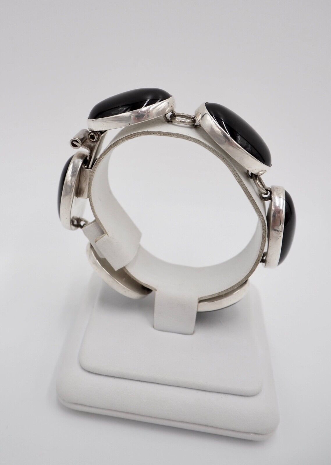 vintage 70er Jahre ONYX Armband Sterling Silber 925 Gliederarmband 45,7 gr - Antikhandel-Stuttgart